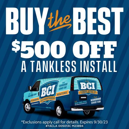 $500 off a tankless install!
